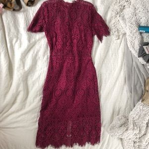 Lulus remarkable lace dress in wine